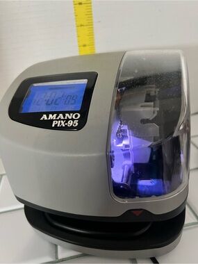 Amano PIX-95 Time Clock - Gray with Purple Accent NO KEY